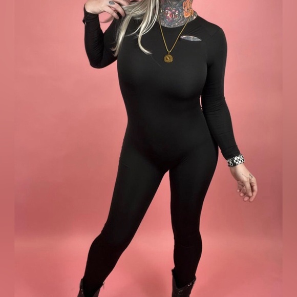 Labanby Eva Long Sleeve Zipper Solid Color Jumpsuit Black Large NIP - Picture 7 of 7